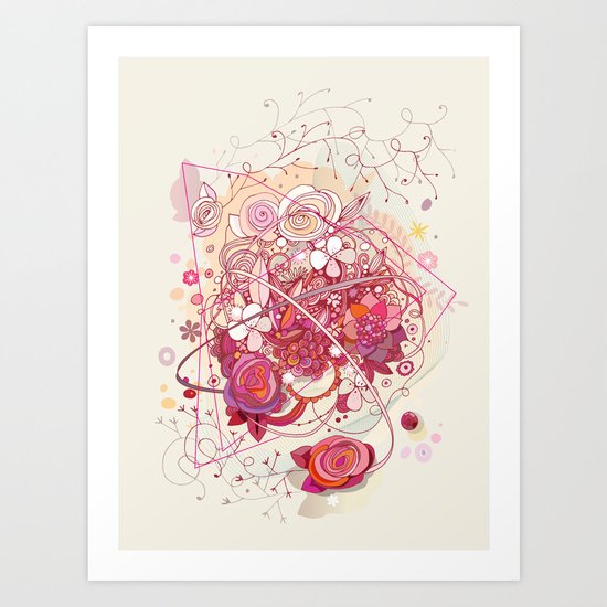 Floral universe orbit Art Print
