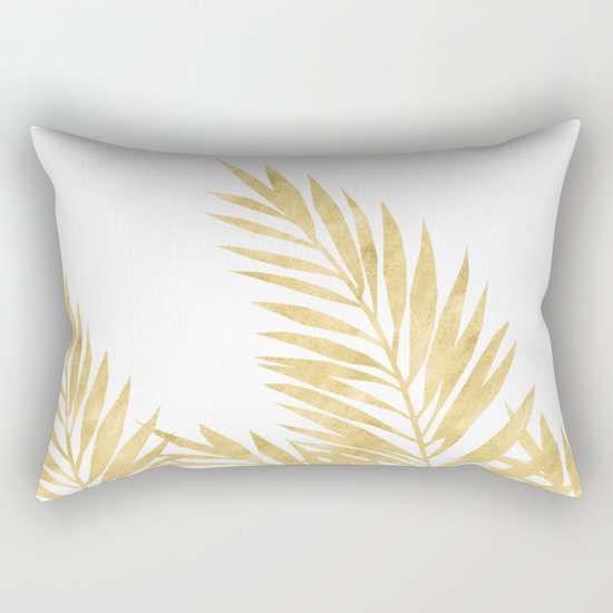 Palm Leaves Golden Rectangular Pillow