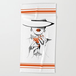 Lady In The Hat Beach Towel