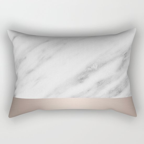 Carrara Italian Marble Holiday White Gold Edition Rectangular Pillow