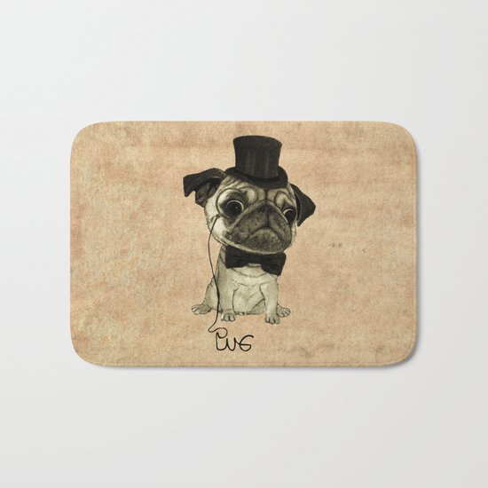 Pug (gentle pug). Bath Mat