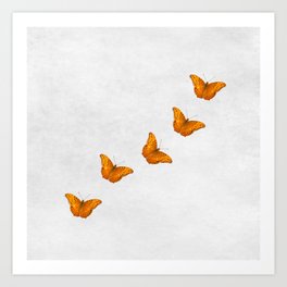 Beautiful butterflies on a textured white background Art Print