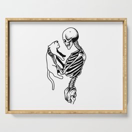 Skeleton With Cat Serving Tray