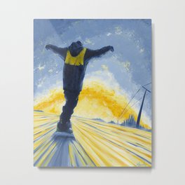 Salute The Sun Metal Print | Painting, Snowboard, Mountains, Acrylic, Piste, Lightchaser, Shredart, Mountain, Mountainart, Stuleonard 