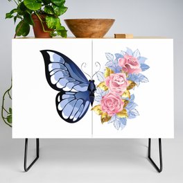 Blue Butterfly with Roses Credenza
