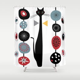 Mid-Century Modern Art Cat 1.7T Shower Curtain