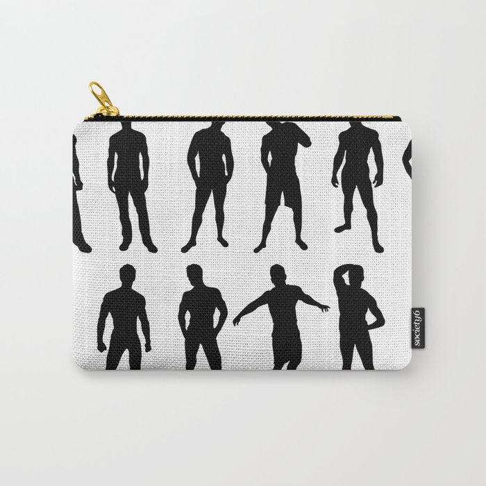 Set of 12 sexy men silhouettes on white background Carry-All Pouch