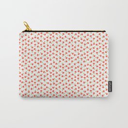 Ditsy Floral - Coral and Green on White Carry-All Pouch