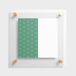 White Polka Dots Lace Vertical Split on Christmas Green Floating Acrylic Print