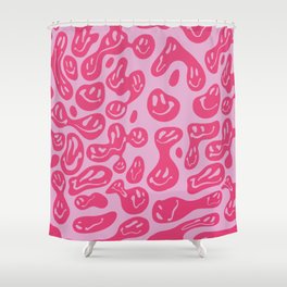 Pink Dripping Smiley Shower Curtain