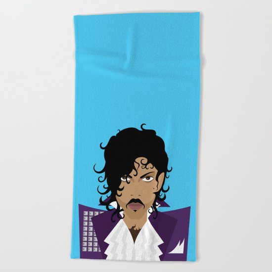 The Emoji-fication of His Purple Majesty: The Purple One Beach Towel