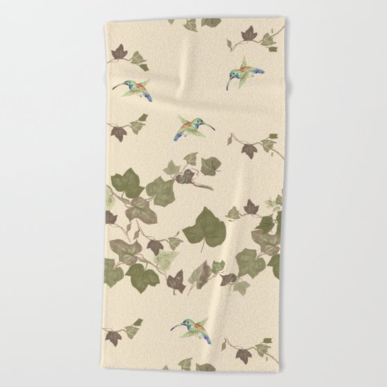 Ivy & hummingbird Beach Towel