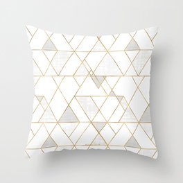 Mod Triangles Gold and white Throw Pillow