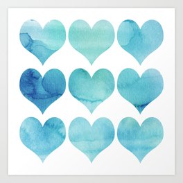 Vintage Light Blue Heart Art Print