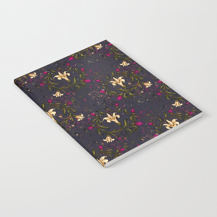 Decorative lily flower pattern, hand-drawn floral purple Notebook