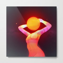 Sun Head (Remake) Metal Print | Beautiful, Cosmic, Solar, Light, Drawing, Solarsystem, Nude, Space, Naked, Life 