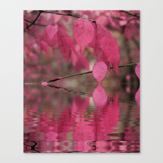 Red Autumn Leaf Reflections Canvas Print
