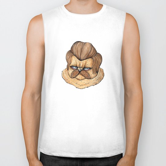 Ron Swanson Cat Biker Tank