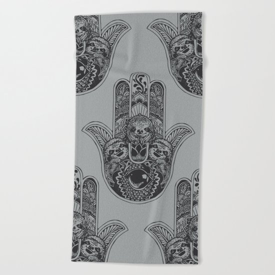 Hamsa Hand Sloth Beach Towel