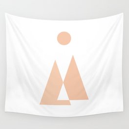 Geometric Mountain Sunrise - Peach Fuzz - Pantone Color of the Year 2024 Wall Tapestry