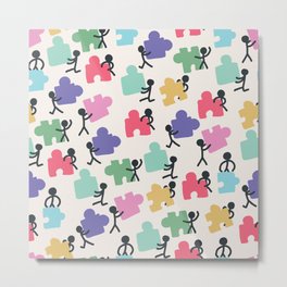 Just Helping Out Metal Print | Graphicdesign, Comedy, Repeatingpattern, Patience, Comedypattern, Jigsaw, Stickman, Puzzle, Cutepattern, Cute 