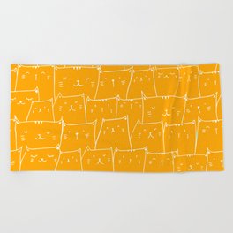 Meme Face Cat Design Pattern Orange Beach Towel