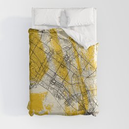 Fremont - USA - City Map in Yellow Duvet Cover