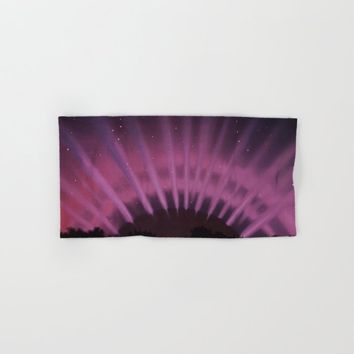 Vintage Aurora Borealis northern lights poster in magenta - pink Hand & Bath Towel