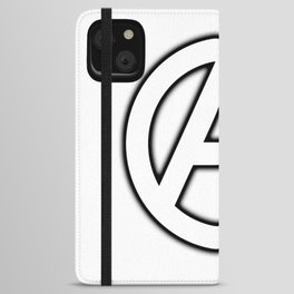 Anarchy Circular Symbol in white with black shadow. iPhone Wallet Case