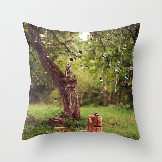 Polaroid Tree Throw Pillow