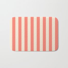 [ Thumbnail: Salmon & Beige Colored Pattern of Stripes Bath Mat ]