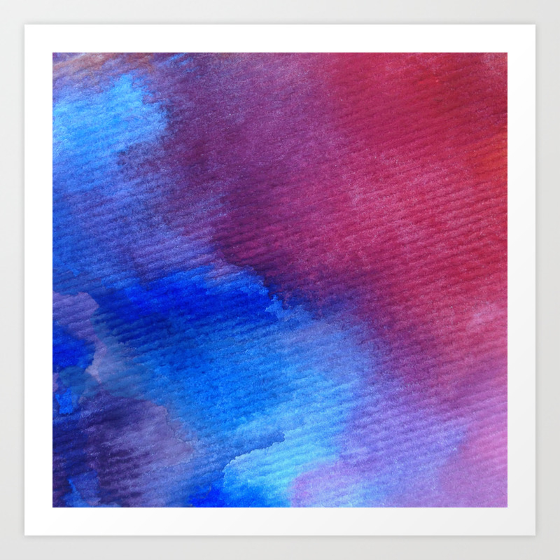 Watercolor Art Abstract Background Red Pink Blue Wet Wash Blurred
