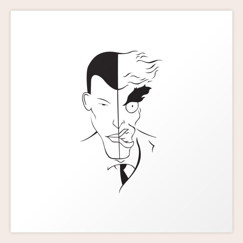 Two Face Minimalist Portrait Art Print By Mm Artdept Society6,Anime Body Base Fight