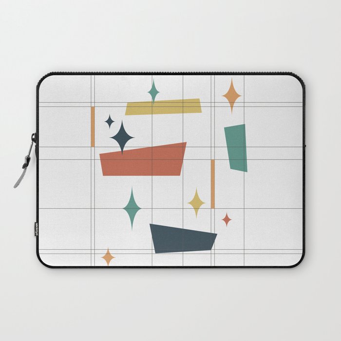 Mid Century Modern Abstract Composition 7 in Orange, Teal, Yellow and Charcoal Laptop Sleeve