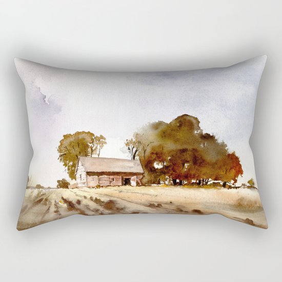 Lonely house on a hillfarm Rectangular Pillow