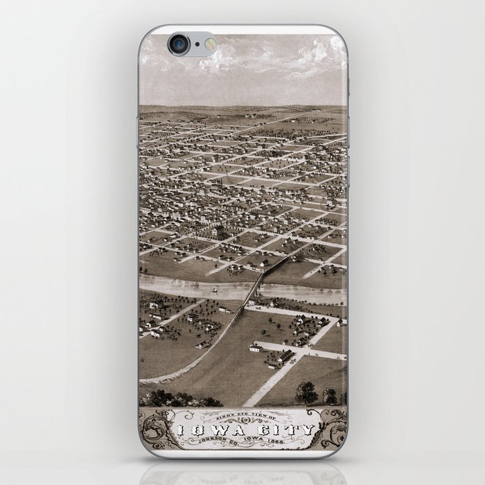 Iowa City vintage pictorial map iPhone Skin