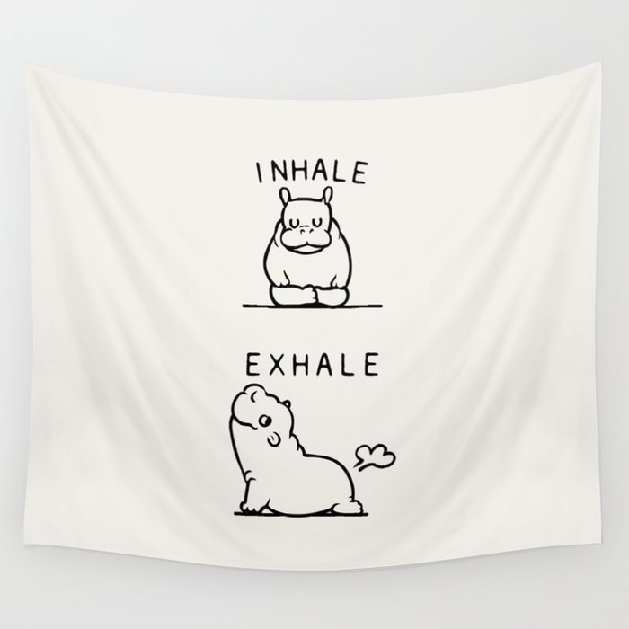 Inhale Exhale Baby Hippo Wall Tapestry