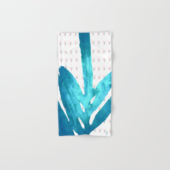 Pantone Rose Quartz Pink Fern Inverted Ice Blue Diamond Hand & Bath Towel