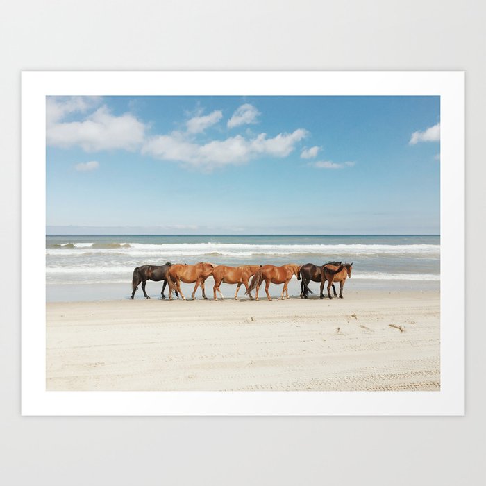 Beach Horses Art Print