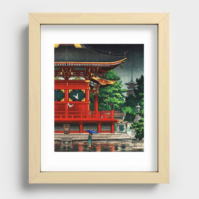 In the rain-Asakusa Sensouji temple Recessed Framed Print