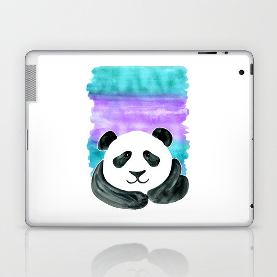 Lazy Panda - purple & aqua watercolor Laptop & iPad Skin