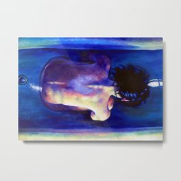 Requiem Metal Print | Blue, Painting, Water, Impressionism, Popsurrealism, Girl, Bath, Oil, People, Contemporary 