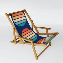 Retro Summer Sunset Stripes In Circle - Emiyo Sling Chair