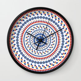 Floral Mandala Blue and Red colour Palette Wall Clock
