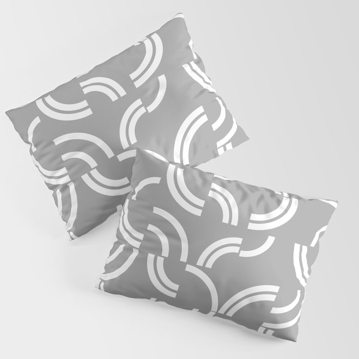 White curves on silver background Pillow Sham