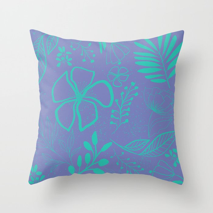 Turquoise and Veri Peri Art Print Throw Pillow