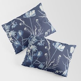 Cyanotype Painting (Roses, Orchids, Tulips, Fern, Fritillarias, etc) Pillow Sham