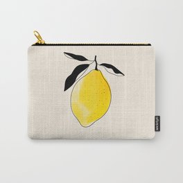 Watercolor lemon art on beige background Carry-All Pouch