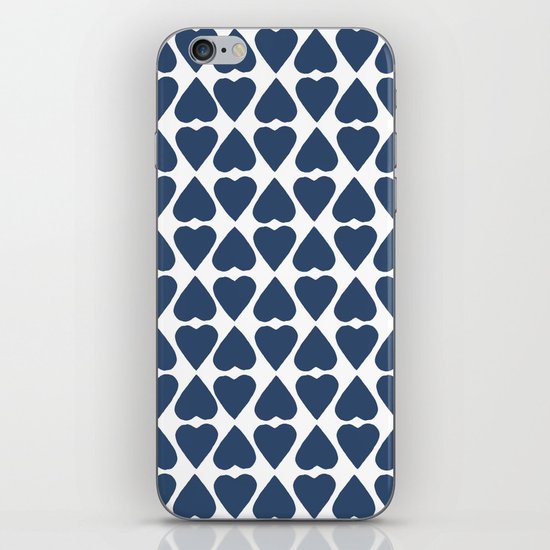 Diamond Hearts Repeat Navy iPhone Skin