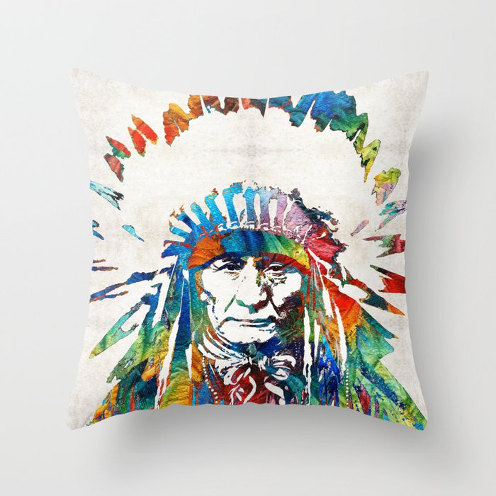 Native American Art - Chief - By Sharon Cummings Throw Pillow